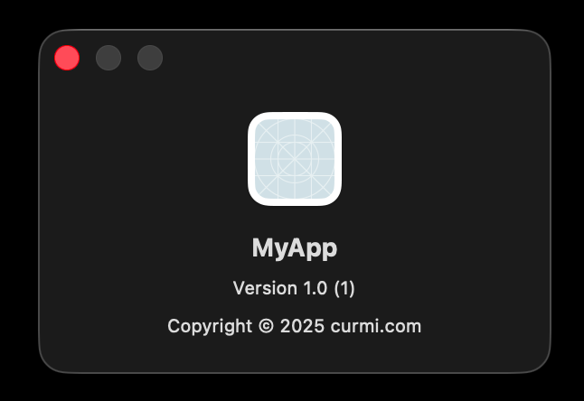 About window with Copyright text