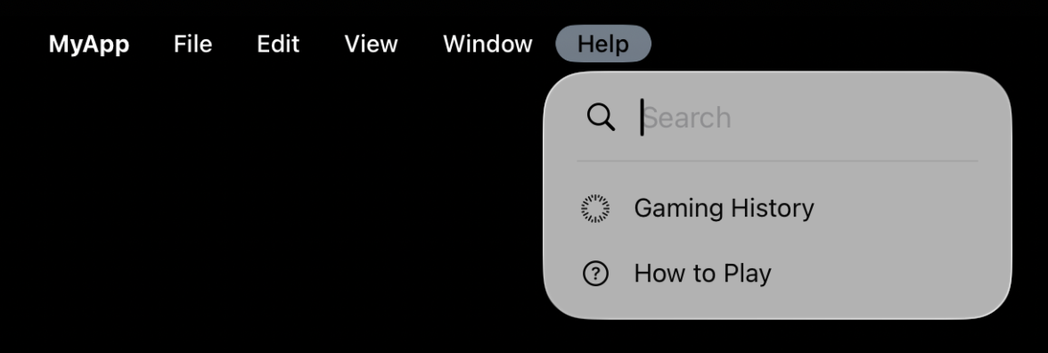 Additional menu items added to the Help menu