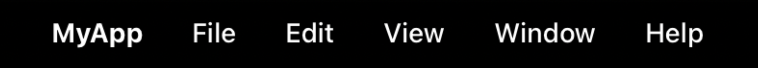 The default menu bar for a simple SwiftUI app