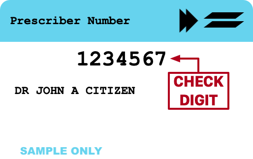 Prescriber Number card