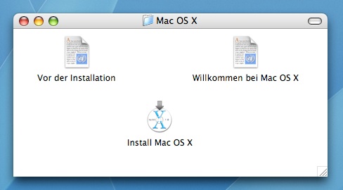 Mac OS X Install DVD Using Universal Document, in German