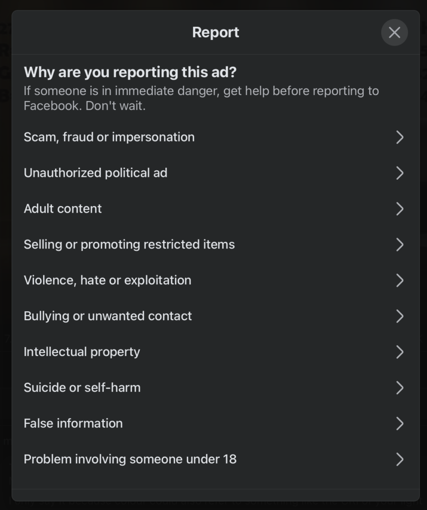 Options for reporting