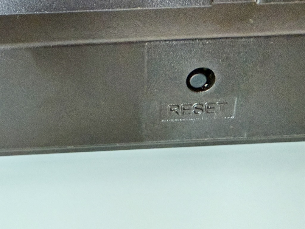 Reset button on back