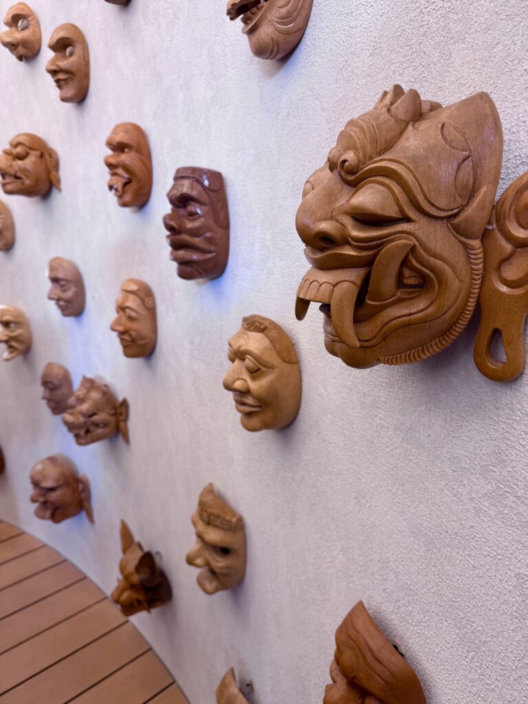 Wooden masks in the Indonesian pavilion