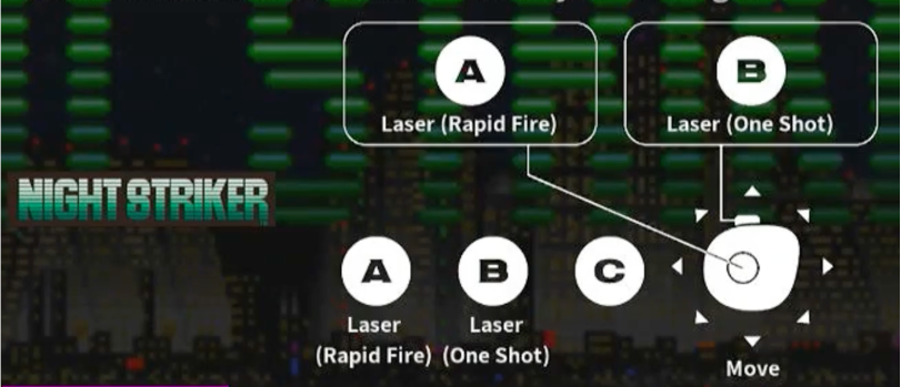 Night Striker arcade controls map perfectly to the Cyber Stick