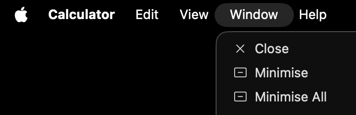 You can close the window on Calculator on the Mac from the Close menu item in Window