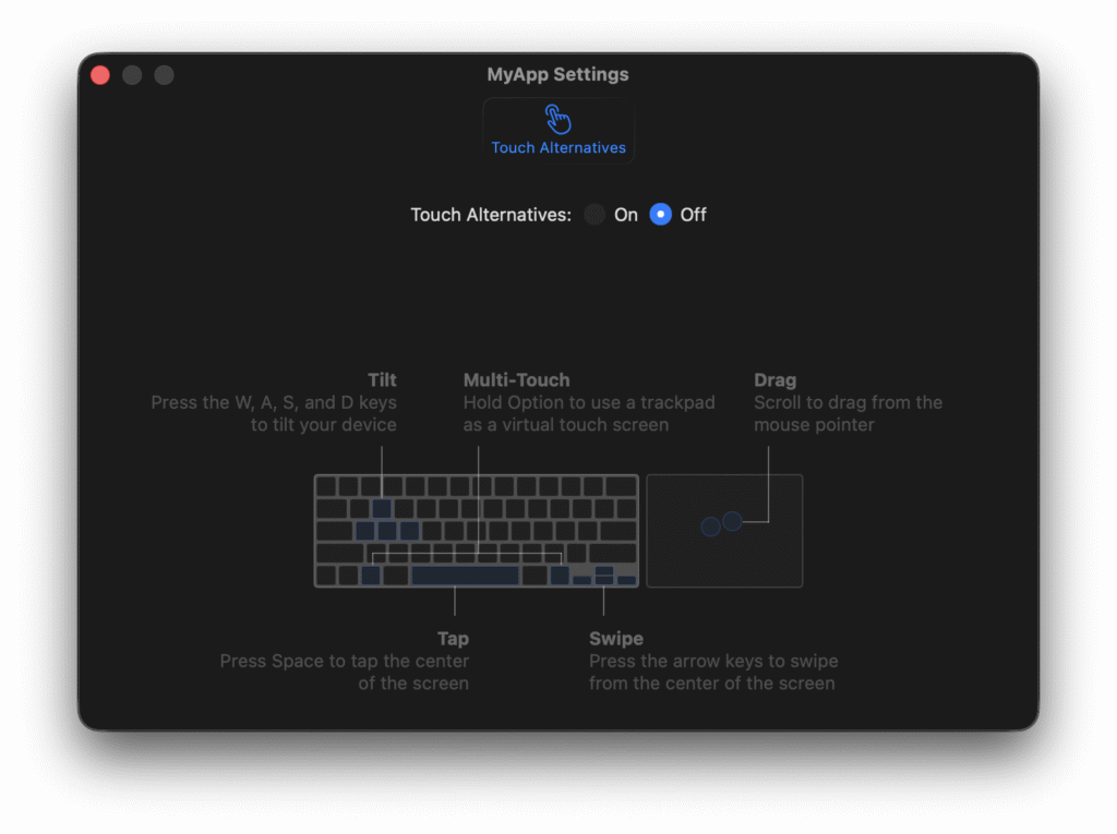 Default Settings of a Designed for iPad Mac app
