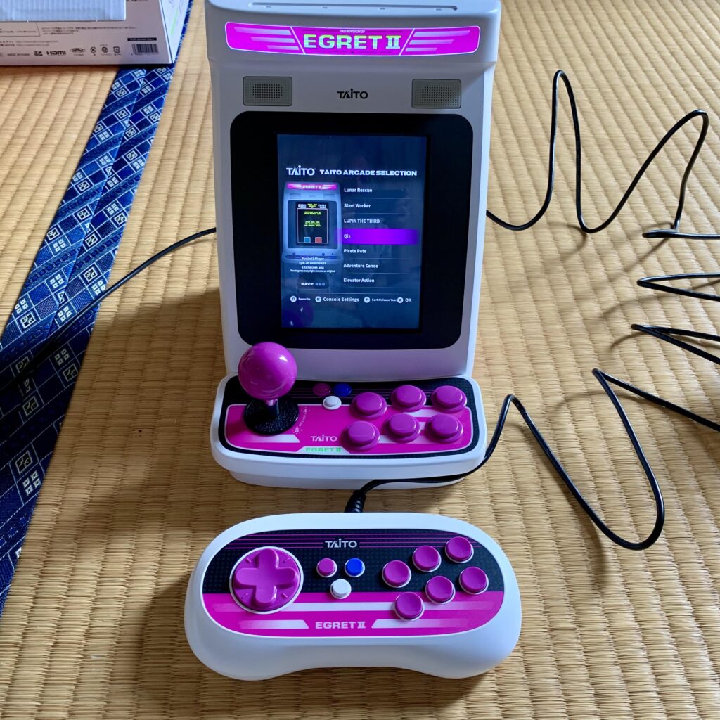 The handheld controller plugged into the Egret II mini