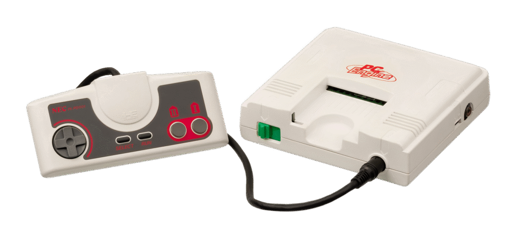 The original PC Engine with an original game controller