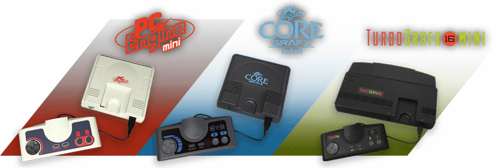The mini consoles (images as shown on Konami's PC Engine mini website)