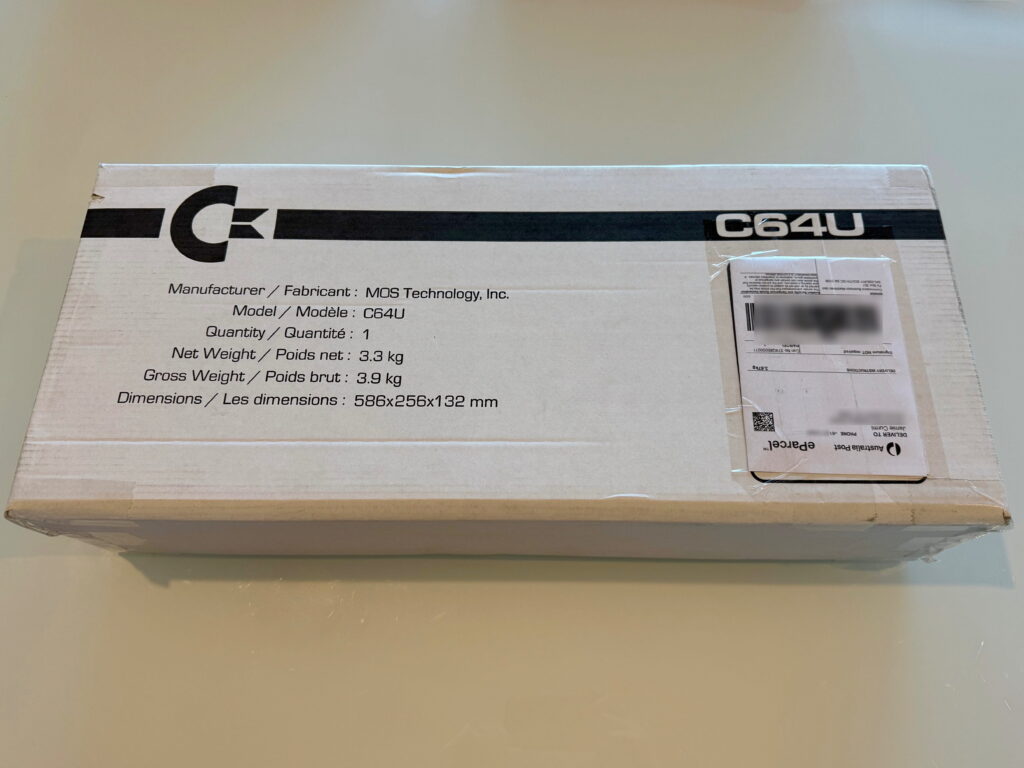 The shipping box for the C64U