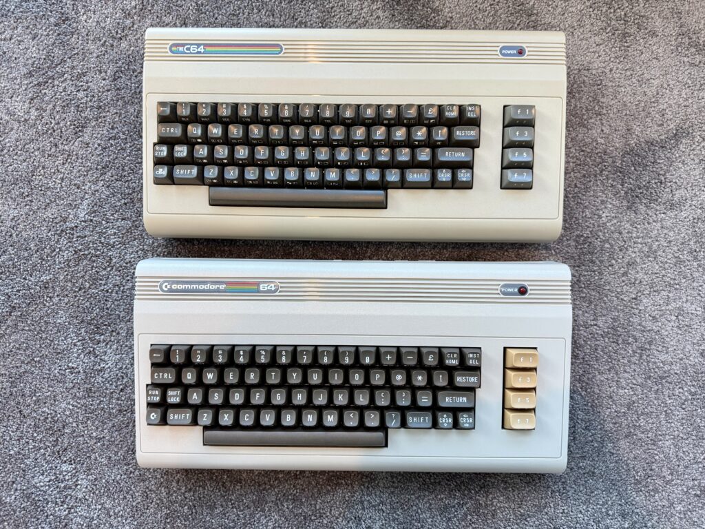 TheC64 Maxi on top, with the C64U below