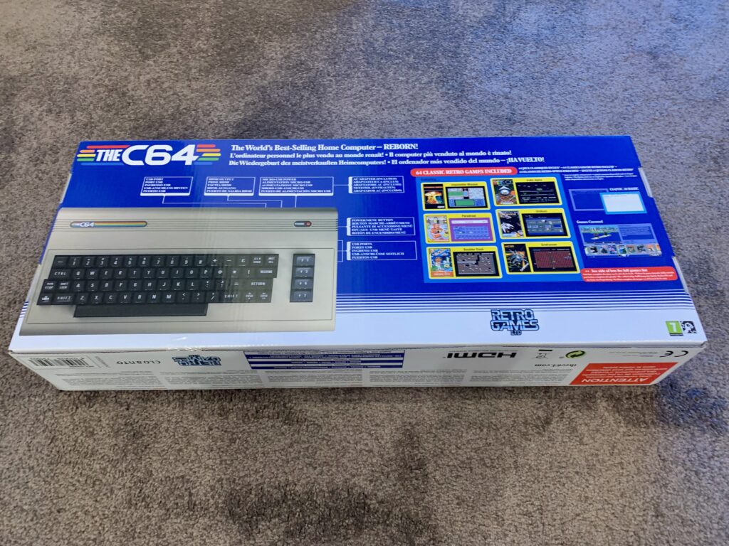 The back of THEC64 Maxi box