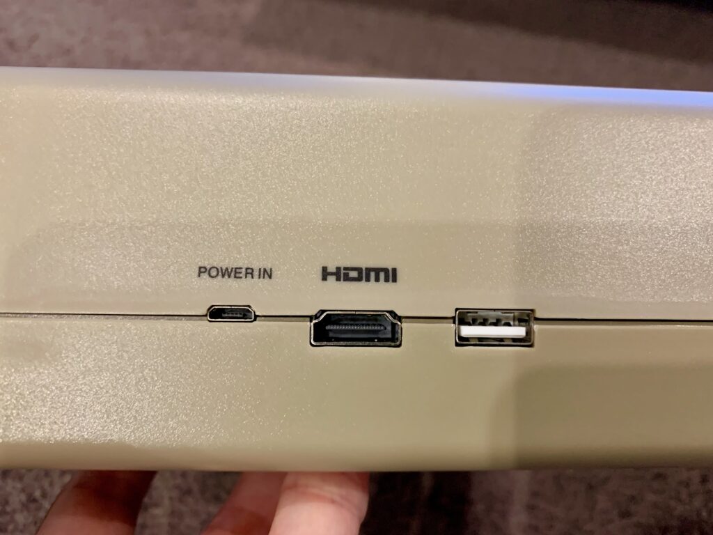 Micro-USB (power), HDMI and another USB-A port